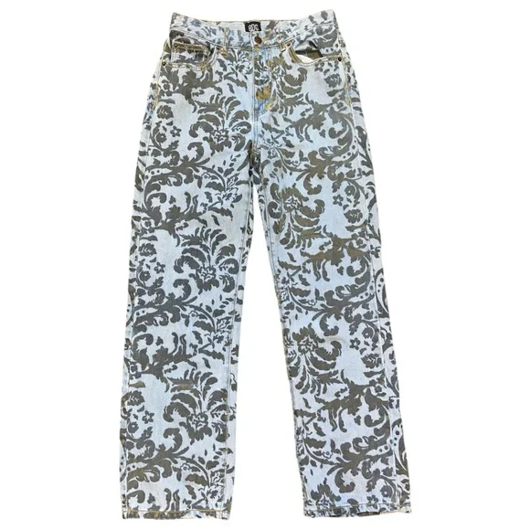 Urban Outfitters BDG High-Waisted Cowboy Jean Flocked Denim Straight Leg Size 27 - Picture 6 of 11